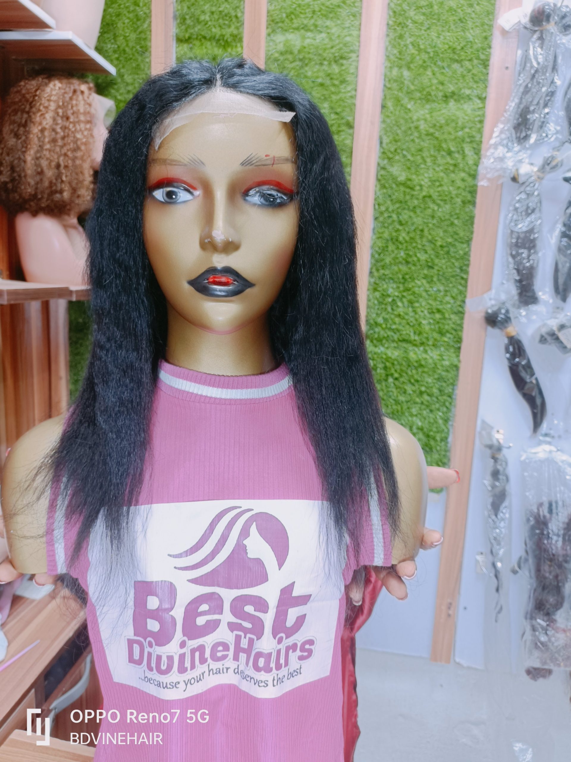 BD 020 FULL CLOSURE 4*4 KINKY / YAKI STRAIGHT WIG IN NATURAL COLOR. - Image 2