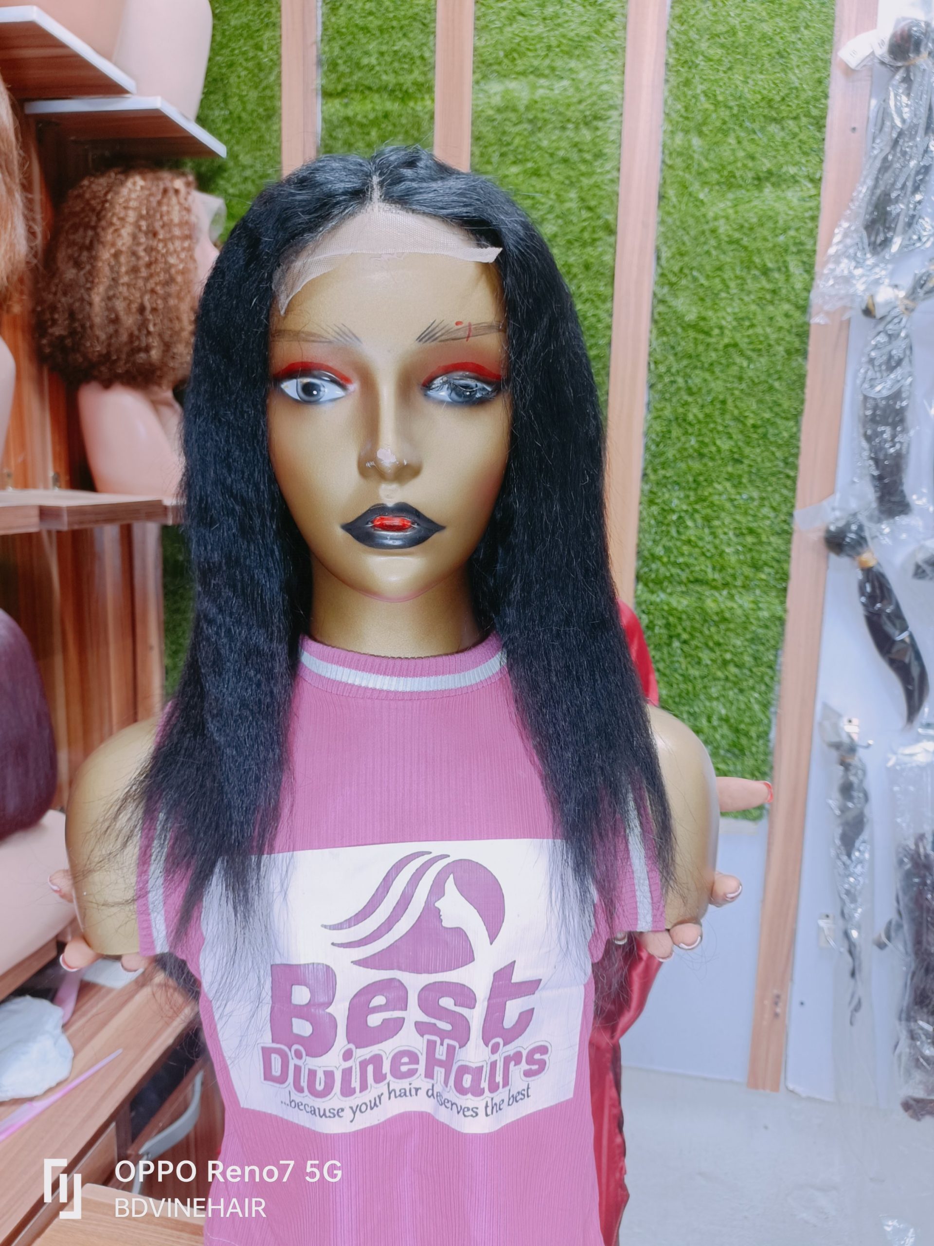 BD 020 FULL CLOSURE 4*4 KINKY / YAKI STRAIGHT WIG IN NATURAL COLOR.