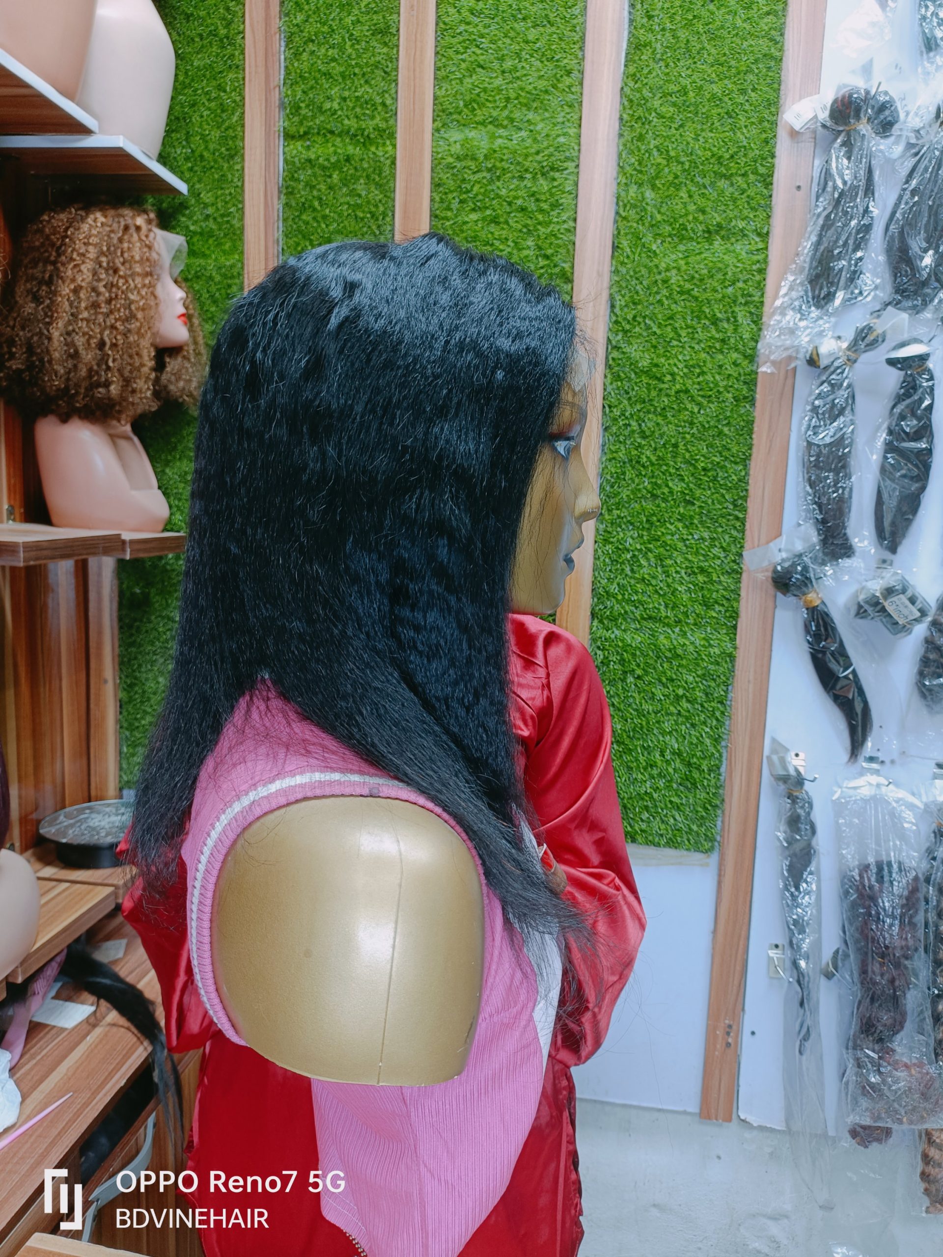 BD 020 FULL CLOSURE 4*4 KINKY / YAKI STRAIGHT WIG IN NATURAL COLOR. - Image 3