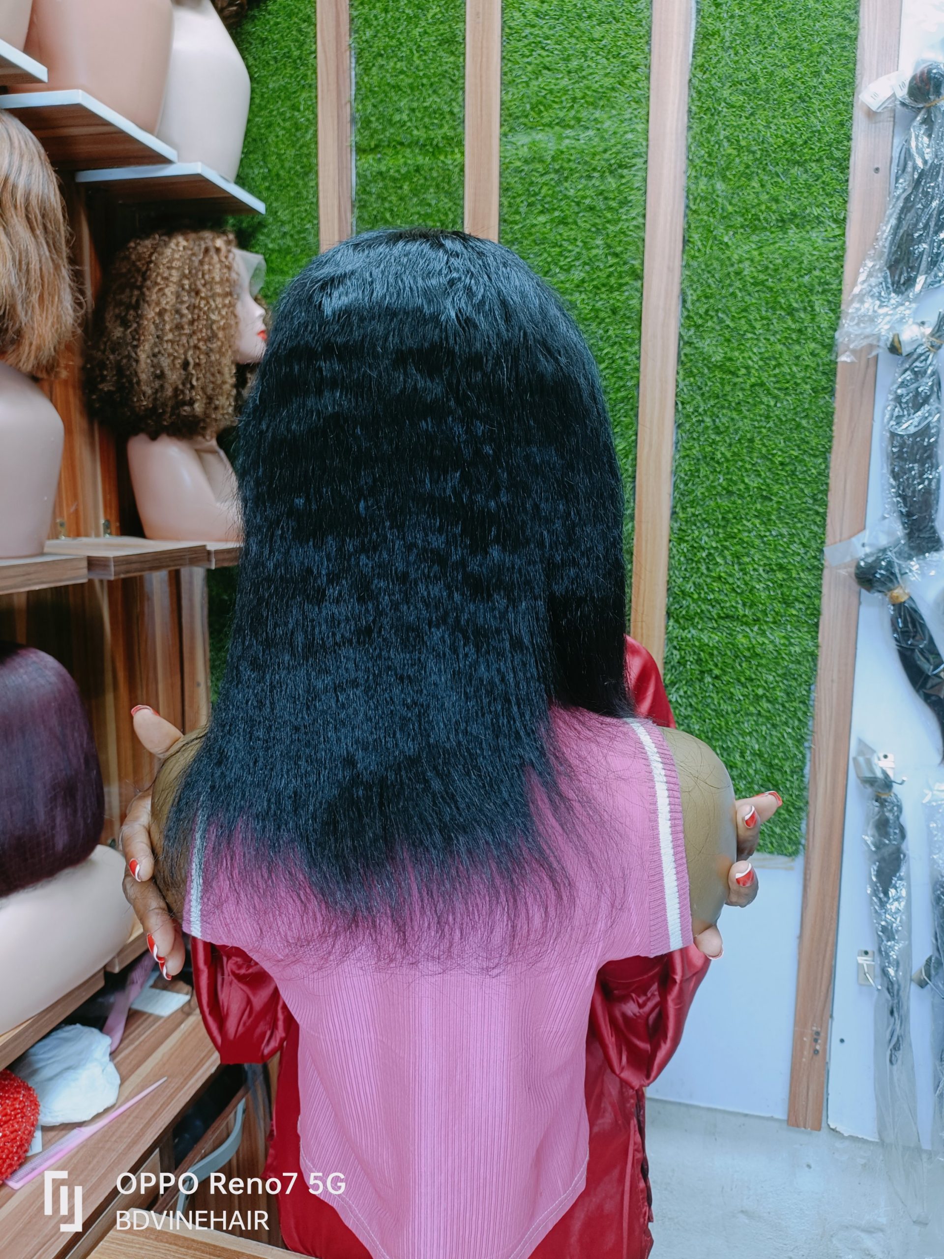 BD 020 FULL CLOSURE 4*4 KINKY / YAKI STRAIGHT WIG IN NATURAL COLOR. - Image 5